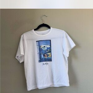 White Graphic T-Shirt with Artistic Print